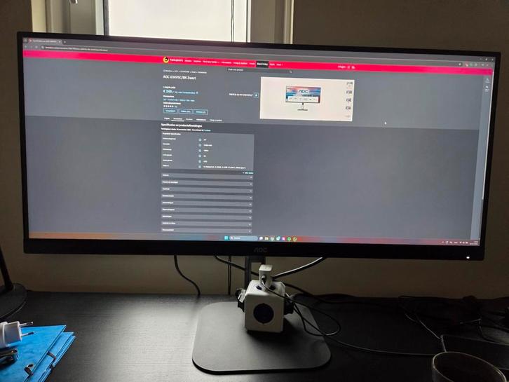 AOC U34V5C Ultrawide Monitor - 34 inch, Computers en Software, Monitoren, Zo goed als nieuw, 61 t/m 100 Hz, DisplayPort, HDMI