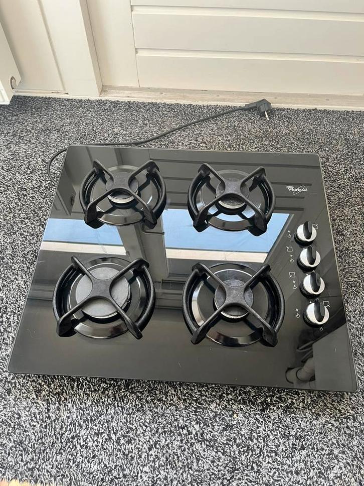Gebruikte Whirlpool 4 pits inbouwkookplaat gas, Witgoed en Apparatuur, Kookplaten, Gebruikt, Inbouw, Gas, 4 kookzones, Ophalen