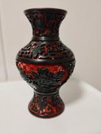 Antiek chinees brons emaille cinnabar vaasje, Ophalen of Verzenden