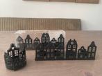 Waxinelicht houders in de vorm van grachtenpandjes, Huis en Inrichting, 25 tot 50 cm, Zwart, Ophalen of Verzenden, Zo goed als nieuw
