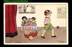 Riet Raaphorst illustrator, kind met wagen, Ophalen of Verzenden, 1920 tot 1940, Gelopen, Kinderen