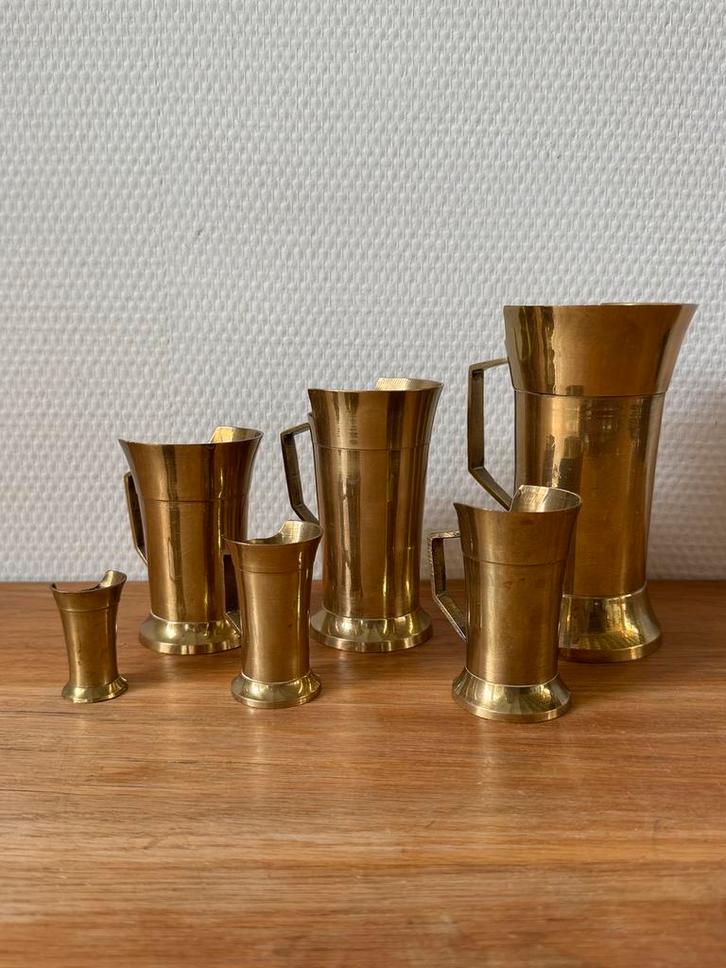 Vintage Antieke Koperen Maatbekerset, Maatbekers, Koper, Antiek en Kunst, Antiek | Koper en Brons, Koper, Ophalen of Verzenden