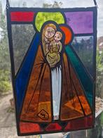 Stuk glas in lood / Maria en kind gesigneerd, Antiek en Kunst, Ophalen of Verzenden