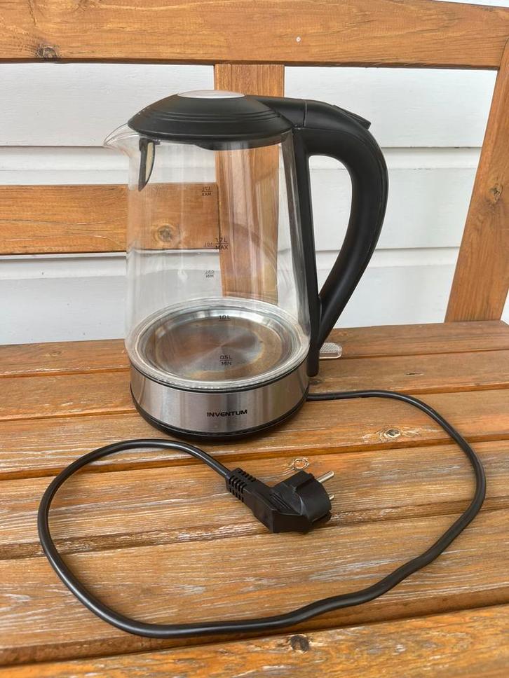 Inventum glazen waterkoker HW717G met LED verlichting, Witgoed en Apparatuur, Waterkokers, Gebruikt, 1 tot 2 liter, Ophalen of Verzenden