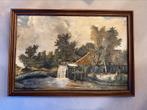 Een watermolen Meinder Hobbema olieverf op doek schilderij, Antiek en Kunst, Kunst | Schilderijen | Klassiek, Ophalen of Verzenden