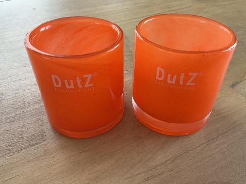 DUTZ kleine WINDLICHTEN oranje, Huis en Inrichting, Woonaccessoires | Kandelaars en Kaarsen, Zo goed als nieuw, Kandelaar, Minder dan 25 cm