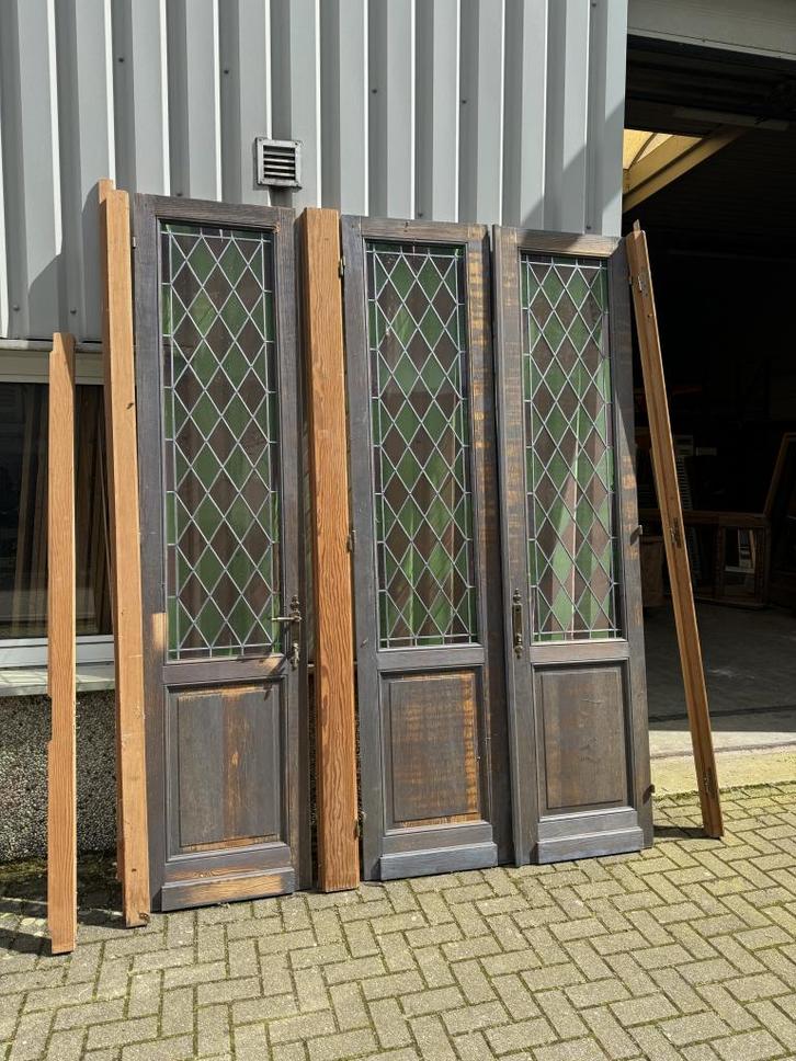 Prachtige  ensuitedeuren met glas in lood, Doe-het-zelf en Verbouw, Deuren en Horren, Zo goed als nieuw, Binnendeur, 215 cm of meer