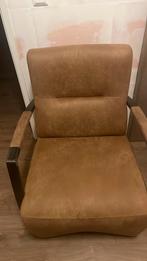 Cognac suede leren fauteuil, Ophalen of Verzenden, Zo goed als nieuw, 75 tot 100 cm, 50 tot 75 cm