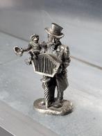 Vintage Tinnen Figuur - Straatmuzikant met Aap, Antiek en Kunst, Ophalen of Verzenden
