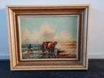 Schilderij schelpenvisser- gesigneerd Zwart, Antiek en Kunst, Kunst | Schilderijen | Klassiek, Ophalen of Verzenden