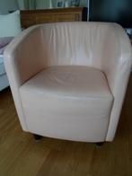 Kuipstoel zalmkleurig echt leer., Huis en Inrichting, Stoelen, Ophalen, Bruin, Leer, Eén