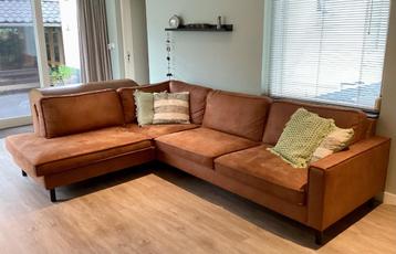 Luxe L hoekbank cognackleur suede 290 x 217 cm beschikbaar voor biedingen