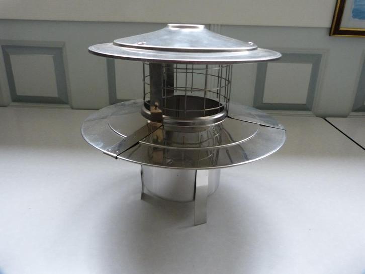 NIEUW RVS regenkap met gaas 125 mm enkelwandig RVS 316 . Gek, Doe-het-zelf en Verbouw, Ventilatie en Afzuiging, Nieuw, Afzuiger