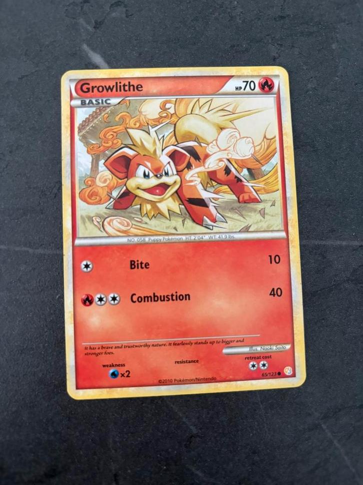Pokémon Growlithe kaart 65/123, Hobby en Vrije tijd, Verzamelkaartspellen | Pokémon, Zo goed als nieuw, Losse kaart, Ophalen of Verzenden