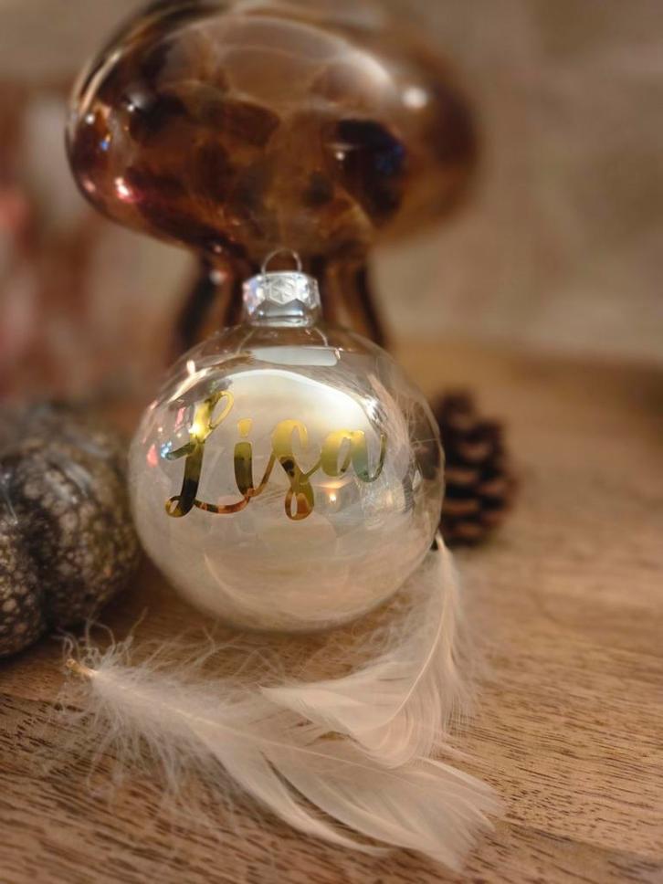 Gepersonaliseerde Parelmoer Kerstbal met Naam, Huis en Inrichting, Woonaccessoires | Overige, Nieuw, Ophalen of Verzenden