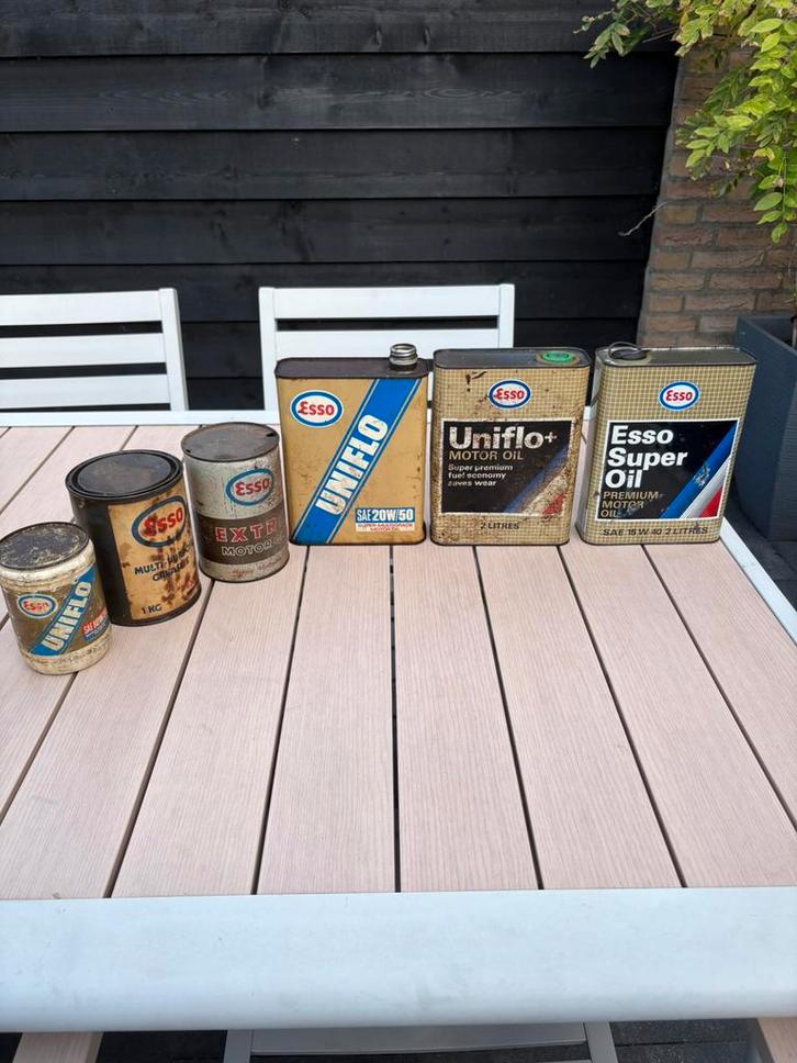 Diverse Esso olieblikken 6 stuks, Verzamelen, Merken en Reclamevoorwerpen, Zo goed als nieuw, Gebruiksvoorwerp, Verzenden