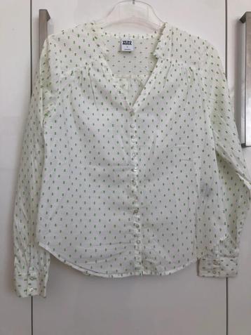 Vero Moda overhemd / blouse wit groen Geborduurde stipjes S beschikbaar voor biedingen