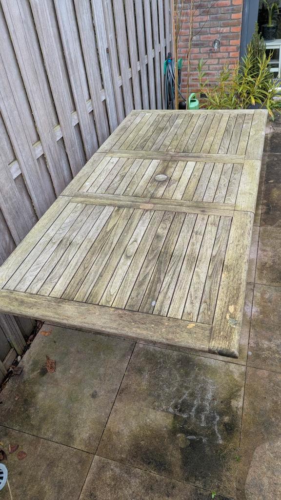 Teakhouten tuintafel - Robuust en stijlvol, Tuin en Terras, Tuintafels, Gebruikt, Rechthoekig, Teakhout, Ophalen