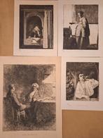4 Etsen, CL Dake, Adriaen van Ostade, Antiek en Kunst, Kunst | Etsen en Gravures, Ophalen of Verzenden