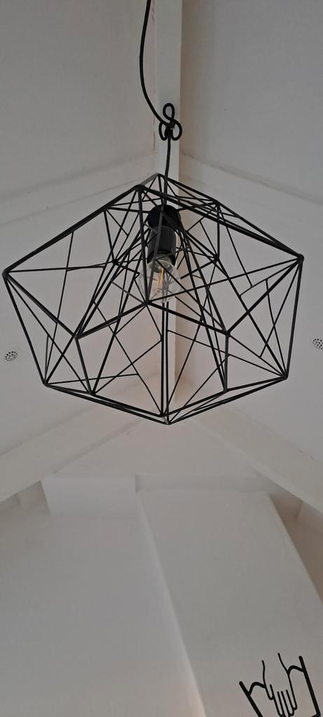 industriële hanglamp draadstaal zwart, Huis en Inrichting, Lampen | Hanglampen, Zo goed als nieuw, Minder dan 50 cm, Ophalen