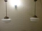 2 vintage glazen hanglampen, Huis en Inrichting, Lampen | Hanglampen, Ophalen, Gebruikt, Minder dan 50 cm