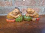 2 vintage Chinese houten slapende figuren Bodhisattva., Antiek en Kunst, Kunst | Beelden en Houtsnijwerken, Ophalen of Verzenden