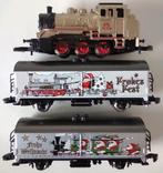 MÄRKLIN Z Kersttrein; 'gouden' locomotief + 2 kerstwagons, Treinset, Gelijkstroom, Ophalen of Verzenden, Zo goed als nieuw