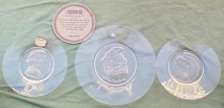 Val Saint Lambert Bord en met 2 Rembrandt en 1 A. v Dyck, Antiek en Kunst, Antiek | Glas en Kristal, Ophalen of Verzenden