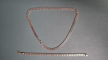 Zilveren herenarmband en -ketting (zware armband en ketting) beschikbaar voor biedingen