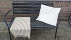 Donkerblauw tuinbankje metaal, Tuin en Terras, Tuinsets en Loungesets, Ophalen, Zo goed als nieuw, Overige materialen, 2 zitplaatsen