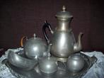 Tinnen Thee/koffie servies op dienblad, Antiek en Kunst, Antiek | Tin, Ophalen of Verzenden