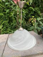 2x Hanglamp gemarmerd glas 33,5cm, Huis en Inrichting, Lampen | Hanglampen, Ophalen, Gebruikt, Glas, Minder dan 50 cm