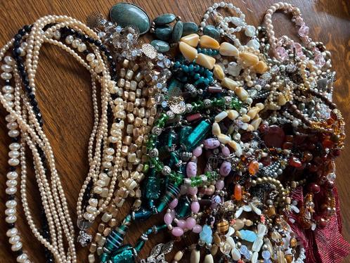Mooie kettingen van o.a. glas en natuursteen, crystal, Sieraden, Tassen en Uiterlijk, Kettingen, Zo goed als nieuw, Steen of Mineraal