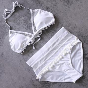 Witte retro mesh high waist bikini vintage dames vrouwen beschikbaar voor biedingen