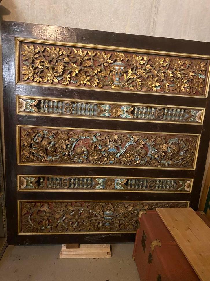 Indonesisch Wandpaneel met Houtsnijwerk, Antiek en Kunst, Kunst | Beelden en Houtsnijwerken, Ophalen