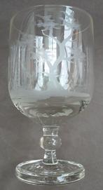 Om 1900 GROOT Wijnglas Drinkglas Geslepen Fazanten Vogels, Antiek en Kunst, Antiek | Glas en Kristal, Ophalen of Verzenden