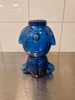 Blauwe Glazen Hond Spaarpot Vintage, Antiek en Kunst, Antiek | Glas en Kristal, Ophalen of Verzenden