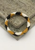 Glaskralen armband - wit, goud en zwart - RB126, Overige materialen, Verzenden, Nieuw, Nepalhandwerk.nl