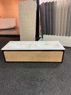 Badmeubel 120cm met zwart frame massief eiken NEW van €1695, Ophalen, 100 tot 150 cm, Nieuw, Minder dan 100 cm