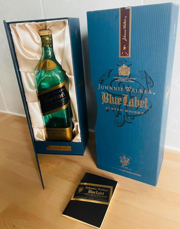 Blue Label doos + fles, zonder inhoud, Verzamelen, Wijnen, Zo goed als nieuw, Overige typen, Overige gebieden, Ophalen of Verzenden