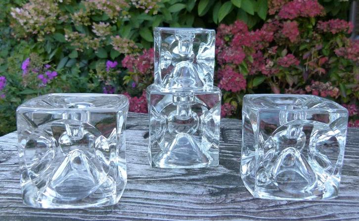 Ice Cube Kubus Kandelaars van Rudolf Jurnikl voor Sklo, Antiek en Kunst, Antiek | Glas en Kristal, Ophalen of Verzenden