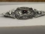 Art Deco zilveren broche Amethist en Saffier, Sieraden, Tassen en Uiterlijk, Broches, 4 tot 7 cm, Verzenden, Zo goed als nieuw