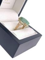 Antiek Gouden Ring Ovaal Jade Jadeiet Vintage 4-Band Ring, -, -, Ophalen of Verzenden, Zo goed als nieuw