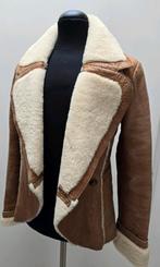 Stoere lammy jas, getailleerd model, echt leer en lamsvacht, Kleding | Dames, Mango, Beige, Ophalen of Verzenden, Maat 34 (XS) of kleiner