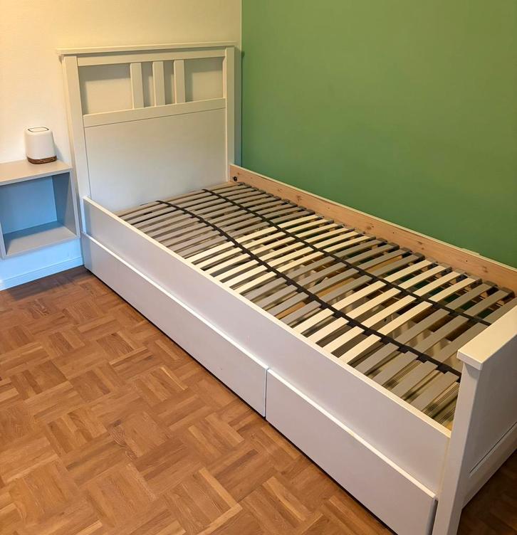 Eénpersoons bed Ikea Hemnes 90x200, Huis en Inrichting, Slaapkamer | Bedden, Gebruikt, Eenpersoons, 90 cm, 200 cm, Hout, Wit, Ophalen
