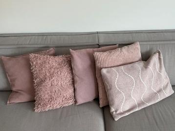Set 5 roze kussens beschikbaar voor biedingen