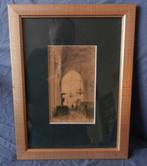 Tekening Kerkinterieur J.H. Hollestelle 1896 (1858-1920), Antiek en Kunst, Kunst | Tekeningen en Foto's, Ophalen of Verzenden