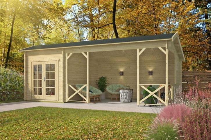 Actieblokhutten NU scherp geprijsd! OP=OP! Snelle levering!, Tuin en Terras, Tuinhuizen, Nieuw, Blokhut, Hout, 200 tot 400 cm