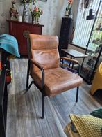 Industriële Leren Fauteuil Cognac, Huis en Inrichting, Fauteuils, Ophalen of Verzenden, Zo goed als nieuw, Industriële Leer, Leer