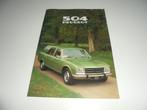 brochure Peugeot 504 Break/Familiale  1979, Ophalen of Verzenden, Zo goed als nieuw, Overige merken
